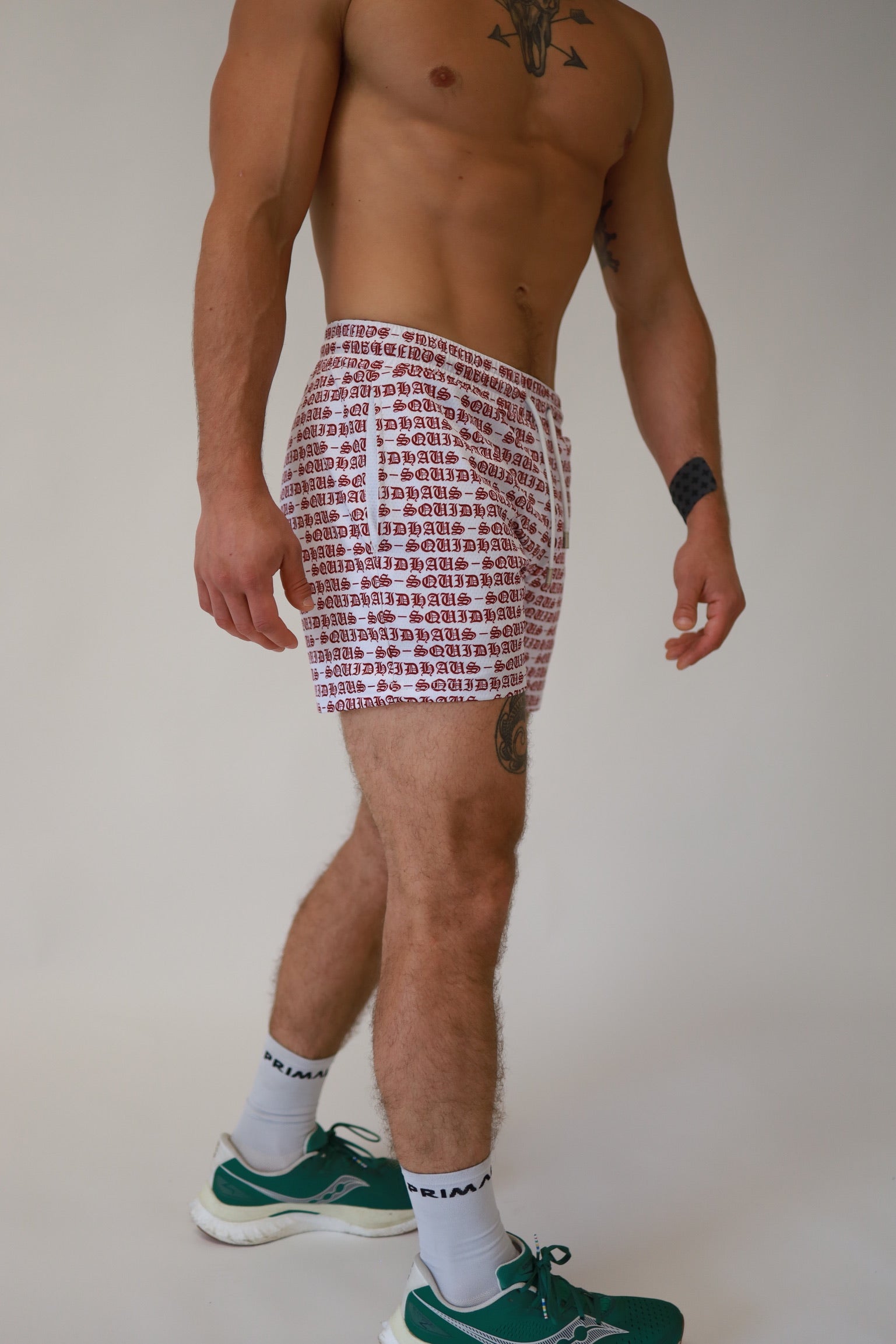 Mesh Shorts 4" Inseam - White & Red