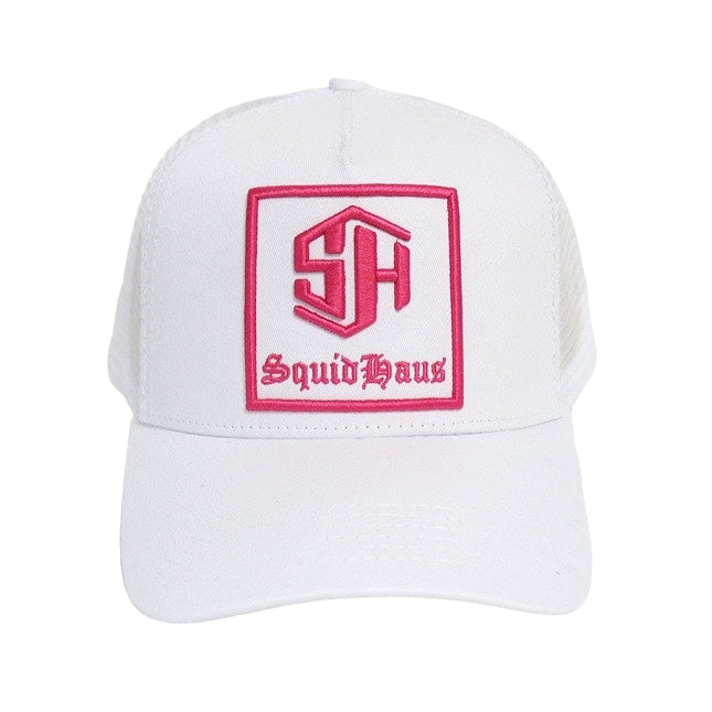 Pink and White SquidHaus Trucker Hat